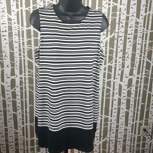 J. Jill Striped Tunic Top Cotton Rayon Black White sz M